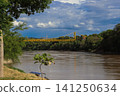 Mariano Ospina Perez Bridge and the Magdalena River as it passes through Girardot Cundinamarca and Flandes Tolima, taken from the Port of Los Guamos in Girardot. 141250634