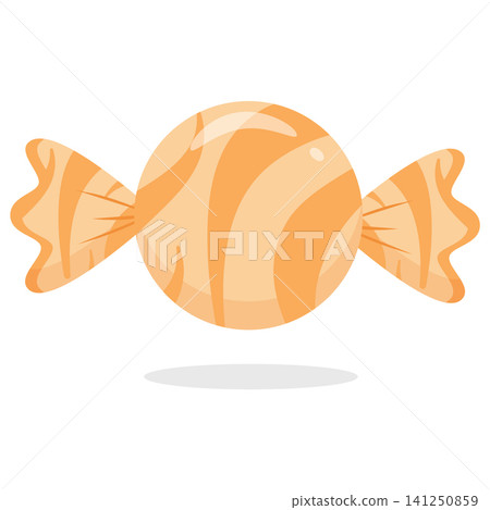 Cute Kawaii Pastel Orange Swirl Candy Vector Icon Cute Kawaii Pastel Orange Swirl Candy Vector Icon 141250859