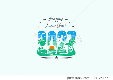 Beach Happy New Year 2027 Design Beach Happy New Year 2027 Design 141251532
