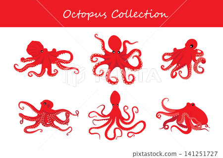 octopus collection. octopus in different poses octopus collection. octopus in different poses 141251727