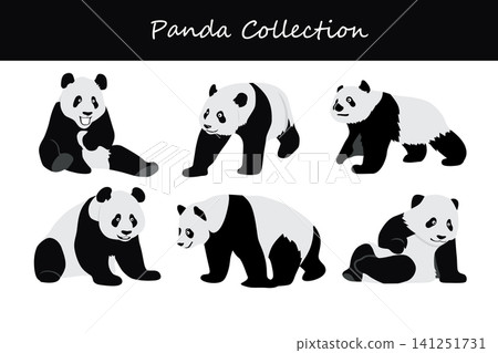 panda collection. panda in different poses panda collection. panda in different poses 141251731