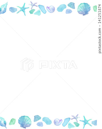水彩海玻璃與貝殼畫框 水彩海玻璃與貝殼畫框 141251874