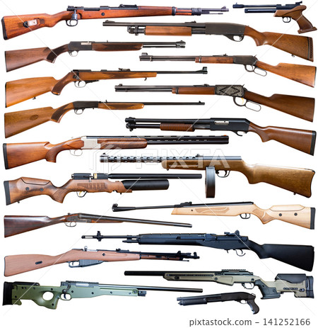 Modern weapon set isolated on a white Modern weapon set isolated on a white 141252166