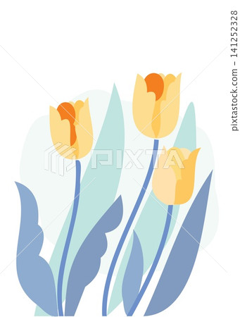minimal tulip flower illustration with soft pastel botanical nature design minimal tulip flower illustration with soft pastel botanical nature design 141252328