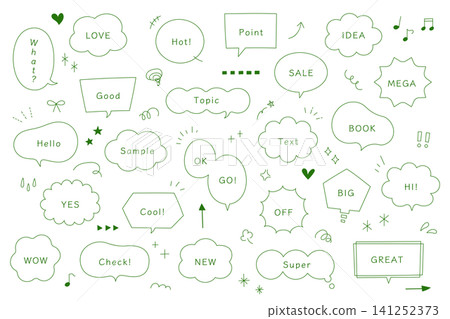 A set of hand-drawn speech bubbles: illustrations, headings, simple, cute, materials, borders, backgrounds, frames, borders. A set of hand-drawn speech bubbles: illustrations, headings, simple, cute, materials, borders, backgrounds, frames, borders. 141252373