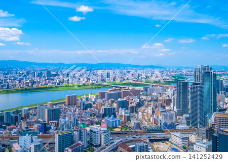 Streetscape of northern Osaka City and the Yodo River Streetscape of northern Osaka City and the Yodo River 141252429