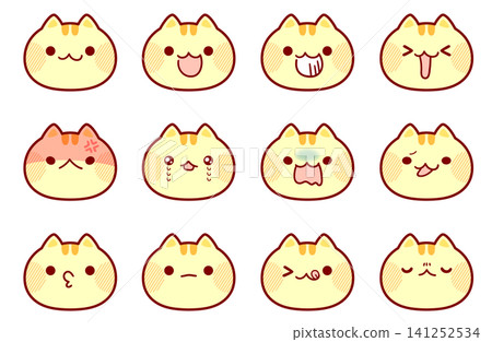 Color version ★ Cat expression set illustration material Color version ★ Cat expression set illustration material 141252534
