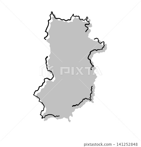 Silhouette illustration of a map of Nara Prefecture | Gray, hand-drawn style, line art Silhouette illustration of a map of Nara Prefecture | Gray, hand-drawn style, line art 141252848
