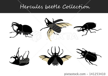 hercules beetle collection. hercules beetle in different poses 141253410