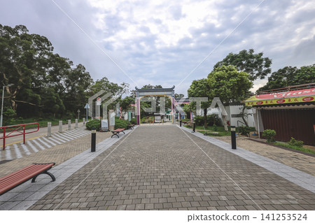 Hong Kong June 27 2026 A scenic Ngong Ping Village plaza Hong Kong June 27 2026 A scenic Ngong Ping Village plaza 141253524