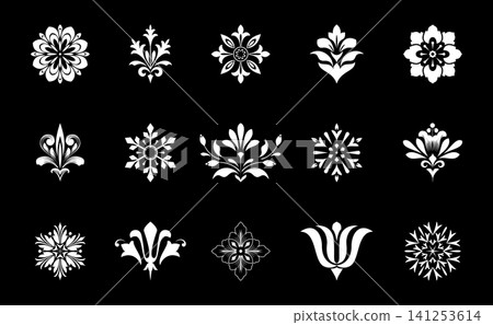 Flower icons set. Isolated elements for design. Vector graphics. Flower collection Flower icons set. Isolated elements for design. Vector graphics. Flower collection 141253614