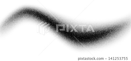 Comic halftone curved wave pattern background. Dotted grit sand flow wallpaper. Black grunge pop art gradient swoosh element overlay. Rasterized pixeleted halfton grain backdrop. Vector wavy noise bg Comic halftone curved wave pattern background. Dotted grit sand flow wallpaper. Black grunge pop art gradient swoosh element overlay. Rasterized pixeleted halfton grain backdrop. Vector wavy noise bg 141253755