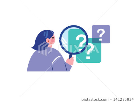 An illustration of a businesswoman examining a problem with a magnifying glass. An illustration of a businesswoman examining a problem with a magnifying glass. 141253934