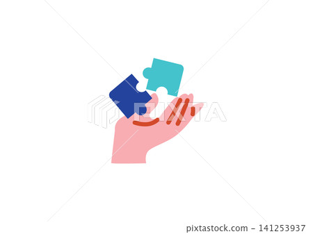 Illustration of a hand holding a puzzle piece Illustration of a hand holding a puzzle piece 141253937