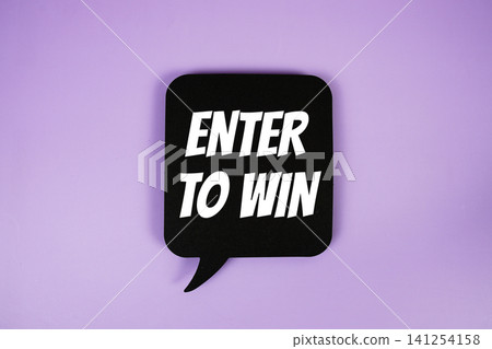 Enter To Win text with speech bubble on purple background Enter To Win text with speech bubble on purple background 141254158