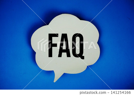 FAQ Frequently Asked Questions text with speech bubble on blue background FAQ Frequently Asked Questions text with speech bubble on blue background 141254166