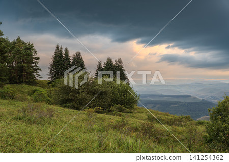 Summer Mountains Landscape with Green forest. Summer Mountains Landscape with Green forest. 141254362