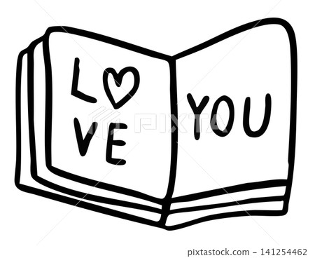 Hand drawn notebook with LOVE YOU note outline for colouring book, office workers, back to school, office supplies, sticker, leisure, hobby, activity, department store, stationery, writing Hand drawn notebook with LOVE YOU note outline for colouring book, office workers, back to school, office supplies, sticker, leisure, hobby, activity, department store, stationery, writing 141254462