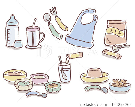 膳食援助用品和護理食品套裝,白色背景的護理和福利用品圖片。 膳食援助用品和護理食品套裝,白色背景的護理和福利用品圖片。 141254763