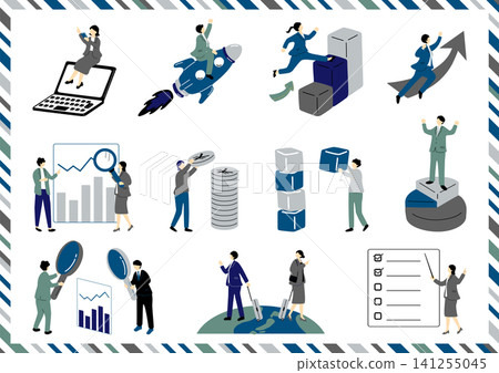 business illustration set business illustration set 141255045