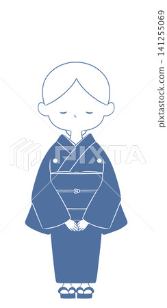 身著喪服和服的女子插畫。 身著喪服和服的女子插畫。 141255069