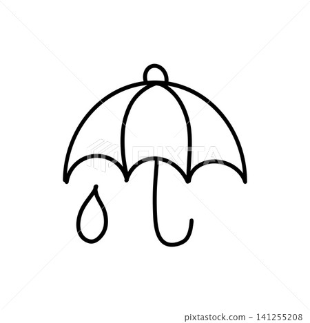 Cute, hand-drawn style illustration of an umbrella and raindrops - simple icon Cute, hand-drawn style illustration of an umbrella and raindrops - simple icon 141255208