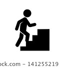 人物爬樓梯的剪影圖示 - 用於商業、目標達成和成長等主題的圖片素材 141255219