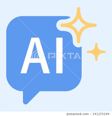 AI 對話氣泡和閃亮星星智慧聊天圖標 AI 對話氣泡和閃亮星星智慧聊天圖標 141255244