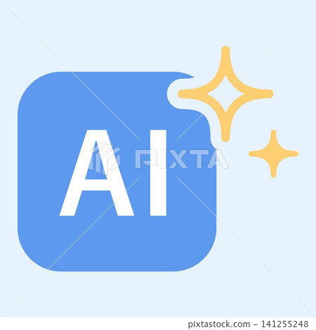 AI(人工智慧)圓角矩形和閃亮星星智慧應用圖標 AI(人工智慧)圓角矩形和閃亮星星智慧應用圖標 141255248