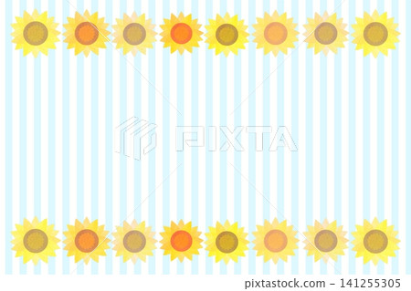 Summer sunflower background with blue stripes Summer sunflower background with blue stripes 141255305