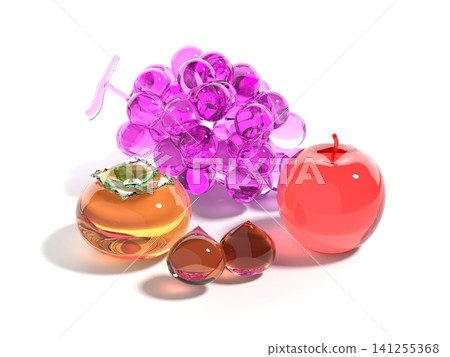 3DCG scenery of glass ornaments depicting autumn harvest 3DCG scenery of glass ornaments depicting autumn harvest 141255368