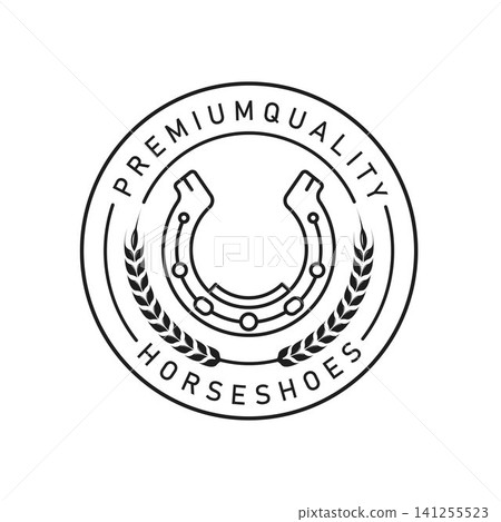 black line horse shoe logo icon vector element design for branding identity.. black line horse shoe logo icon vector element design for branding identity.. 141255523