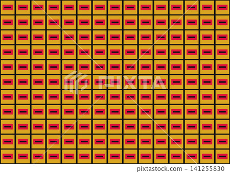 seamless geometric pattern inspired by the intricate architectural motifs of Wat Arun in Bangkok. This design features a refined grid of golden yellow squares 141255830