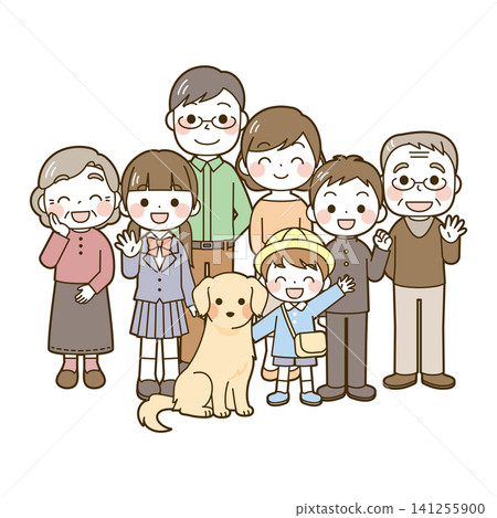 兩代同堂家庭(國中/高中學生和幼兒)+狗 - 全身照 兩代同堂家庭(國中/高中學生和幼兒)+狗 - 全身照 141255900