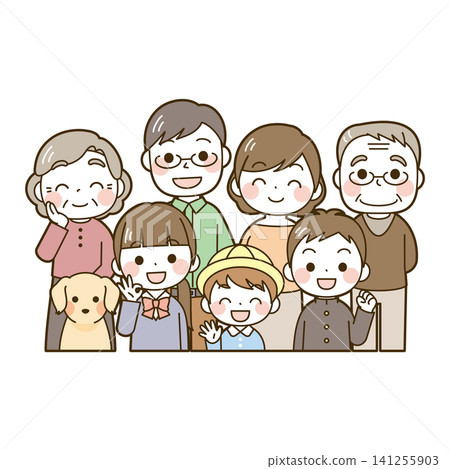 Two-generation family (middle school/high school students and toddlers) + dog 141255903