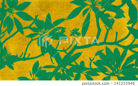 琳派風格的金箔逼真雞蛋花剪影畫 琳派風格的金箔逼真雞蛋花剪影畫 141255949