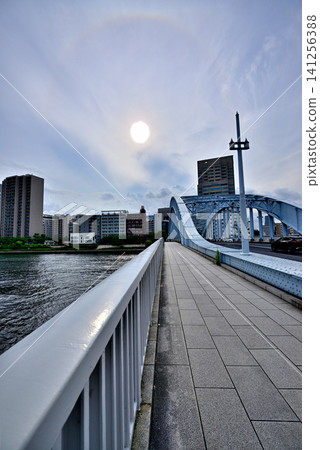 Eitai Bridge, a nationally important cultural property, under a cloudy evening sky. Eitai Bridge, a nationally important cultural property, under a cloudy evening sky. 141256388