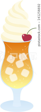Vector illustration of a float drink | Retro cafe style orange cream soda Vector illustration of a float drink | Retro cafe style orange cream soda 141256692