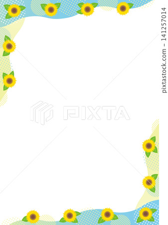 Sunflower and geometric pattern vertical corner frame - blue Sunflower and geometric pattern vertical corner frame - blue 141257014