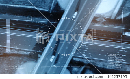 Surveillance technology monitoring traffic on a highway during daylight hours Surveillance technology monitoring traffic on a highway during daylight hours 141257195