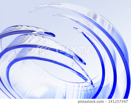 Glass circle striped effect on light blue 3d background. Abstract circular linear pattern of dynamic transparent layer ribbons with sharp edges. Elegant wallpaper, futuristic tech. 3D illustration Glass circle striped effect on light blue 3d background. Abstract circular linear pattern of dynamic transparent layer ribbons with sharp edges. Elegant wallpaper, futuristic tech. 3D illustration 141257347