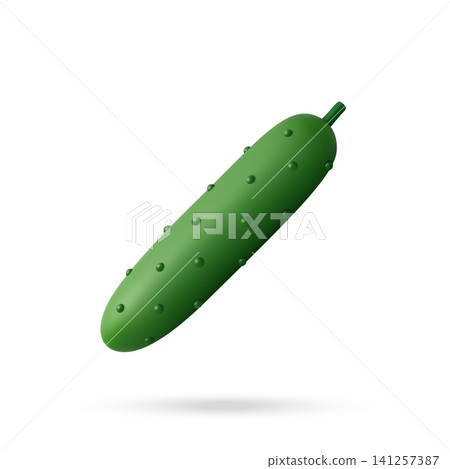 Green cucumber 3d icon. 141257387