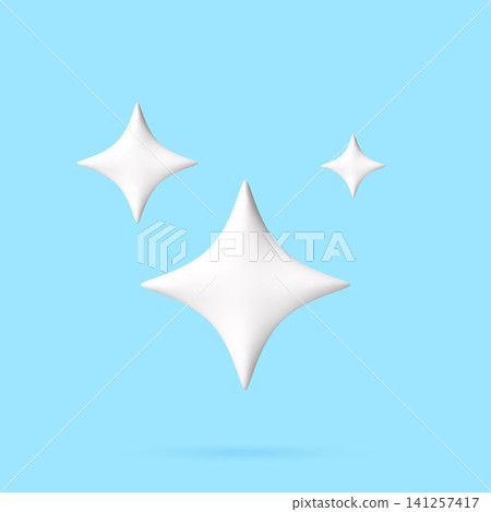 3D sparkles icon, glossy star shape 3D sparkles icon, glossy star shape 141257417
