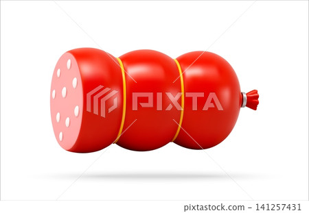 Salami sausage as 3d render icon Salami sausage as 3d render icon 141257431