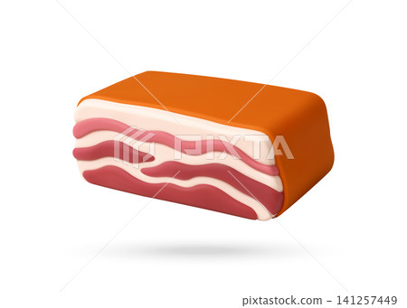 Bacon slab piece in 3D Bacon slab piece in 3D 141257449