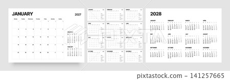 Monthly calendar layout for 2027. Planner diary. Monthly calendar layout for 2027. Planner diary. 141257665