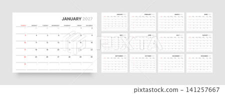 Monthly calendar layout for 2027. Planner diary. Monthly calendar layout for 2027. Planner diary. 141257667