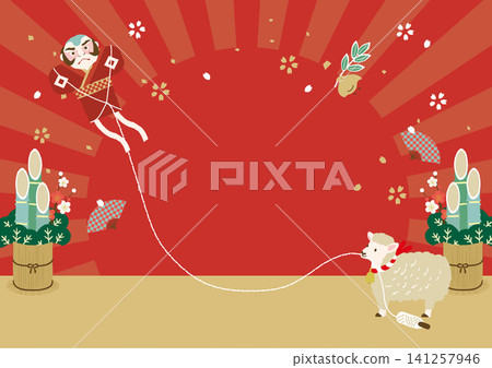 羊年新年插畫:羊放風箏 羊年新年插畫:羊放風箏 141257946