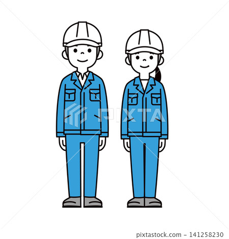 一組年輕男女戴著頭盔的全身向量插圖,代表建築公司員工、工地工人和勞工。 一組年輕男女戴著頭盔的全身向量插圖,代表建築公司員工、工地工人和勞工。 141258230