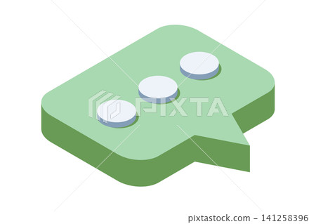 Isometric speech bubble. Isometric text bubble icon. Speech bubble with three dots. Isometric message icon. Vector illustration Isometric speech bubble. Isometric text bubble icon. Speech bubble with three dots. Isometric message icon. Vector illustration 141258396